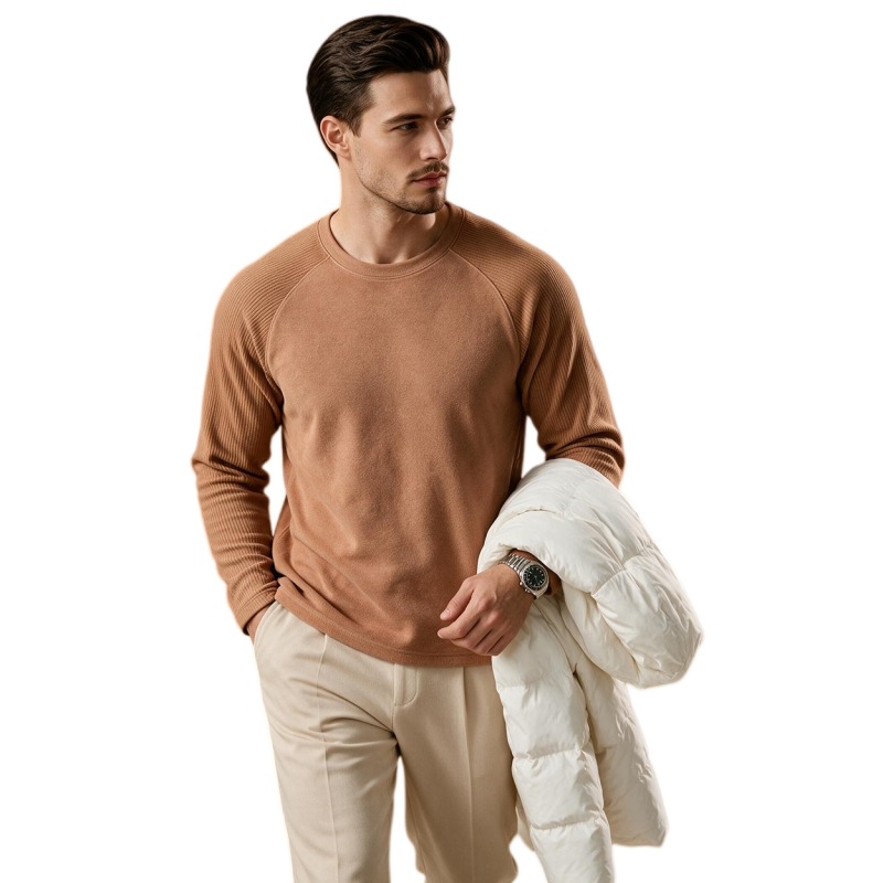 Men Fleece Lined Wool Crew Nec - Undershirt Crew Neck ulasan dan harga