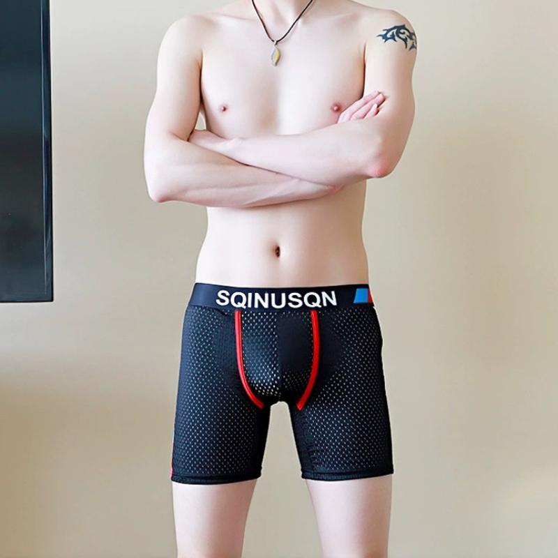 Men's Ice Silk Mesh Boxer Brie - Long Leg Trunk Men ulasan dan harga